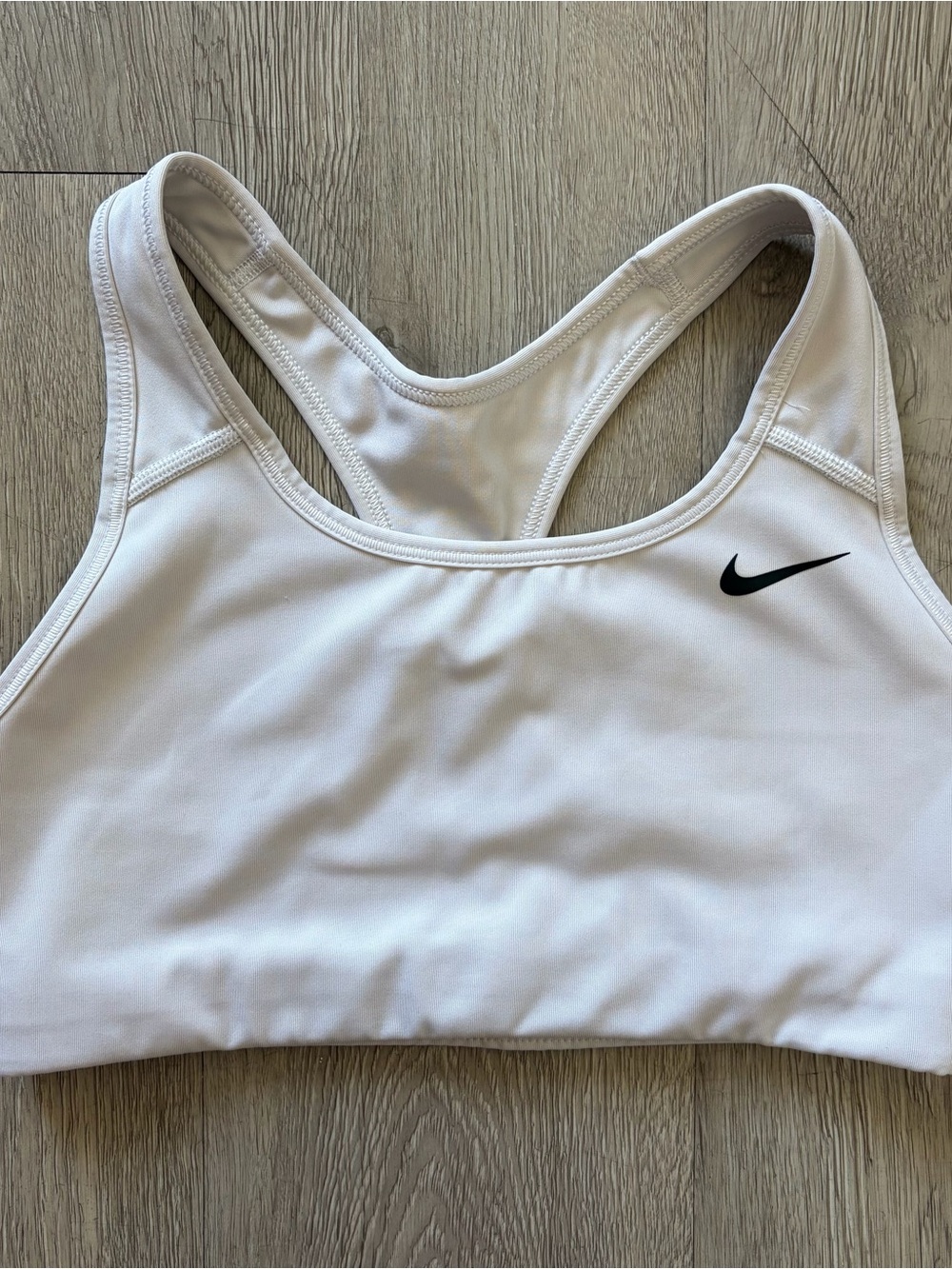 Nike White Racerback Logo Sports Bra